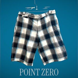 Point Zero Men's Checkered Shorts in Black, White, and Blue Size 36